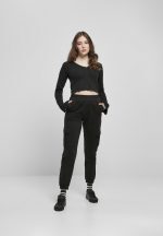 Urban Classics Ladies High Waist Cargo Sweat Pants Black TB4563 - Image 3