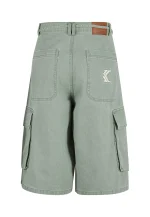 KARL KANI OG BAGGY TWILL SHORTS GREEN KM252-021-1 - Image 7