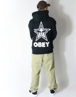 OBEY BOLD STAR EXTRA HEAVY HOOD FLEECE BLACK 112470224 BLK - Image 4