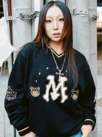 GRIMEY MUD'S THE RESIDENCE V NECK VINTAGE CREWNECK BLACK GSW643-BLK - Image 2