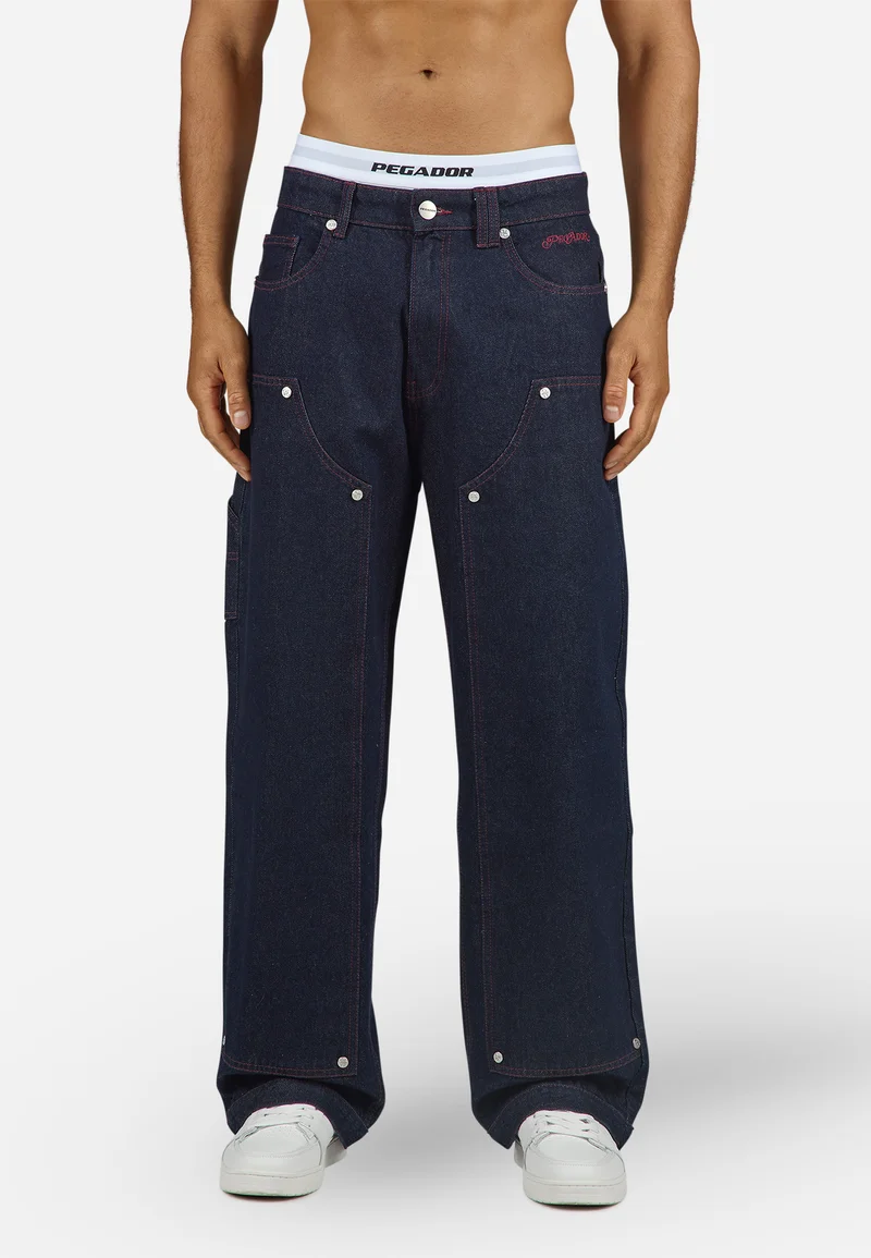 c56f62d0a6a0462fbfdb196f720a63d4 PEGADOR APEX LOOSE JEANS DARK RAW BLUE PGDR-6284-607 - Image 1
