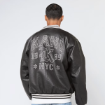 KARL KANI WESTERN PU LEATHER COLLEGE JACKET BLACK KM253-049-1 - Image 2