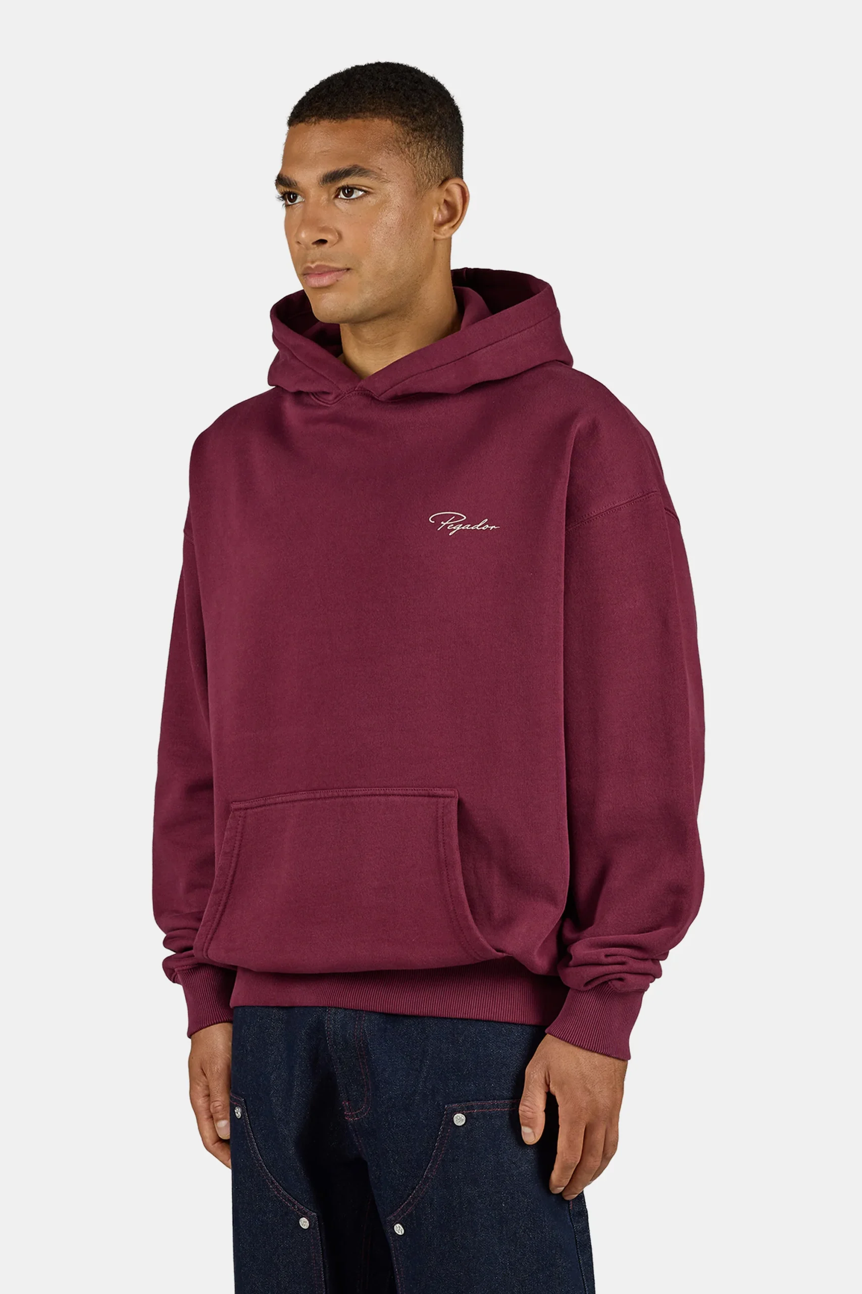 Pegador Pike Oversized Hoodie Washed Maroon Red Stone PGDR-6322-614/097 - Image 1
