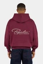 Pegador Pike Oversized Hoodie Washed Maroon Red Stone PGDR-6322-614/097 - Image 2