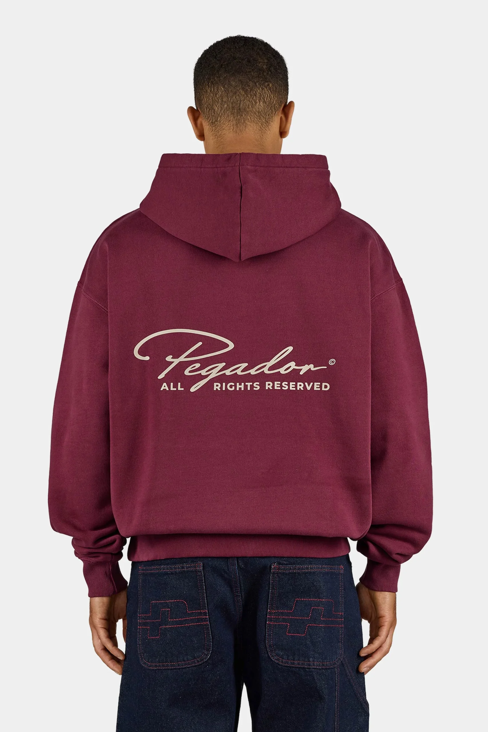 Pegador Pike Oversized Hoodie Washed Maroon Red Stone PGDR-6322-614/097 - Image 2