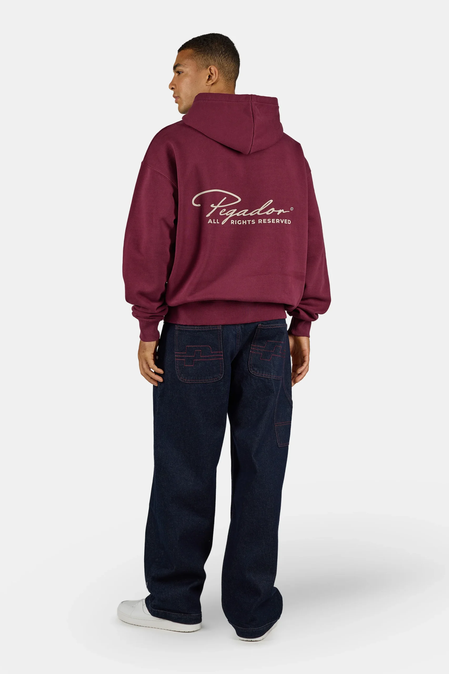 Pegador Pike Oversized Hoodie Washed Maroon Red Stone PGDR-6322-614/097 - Image 6