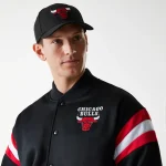 New Era Chicago Bulls NBA Panel Black Bomber Jacket 60684306 - Image 7