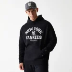 New Era MLB Heritage New York Yankees Black Oversized Pullover Hoodie 60684323