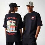 New Era New Era Cafe Graphic Black Oversized T-Shirt 60684396 - Image 3