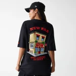 New Era New Era Cafe Graphic Black Oversized T-Shirt 60684396 - Image 2