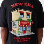 New Era New Era Cafe Graphic Black Oversized T-Shirt 60684396 - Image 4