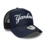 NEW ERA New York Yankees MLB Script 9FORTY A-Frame Trucker Adjustable Cap Navy 60691182 - Image 4
