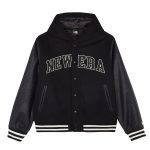 New Era New Era Black Hooded Varsity Jacket 60684379 - Image 2