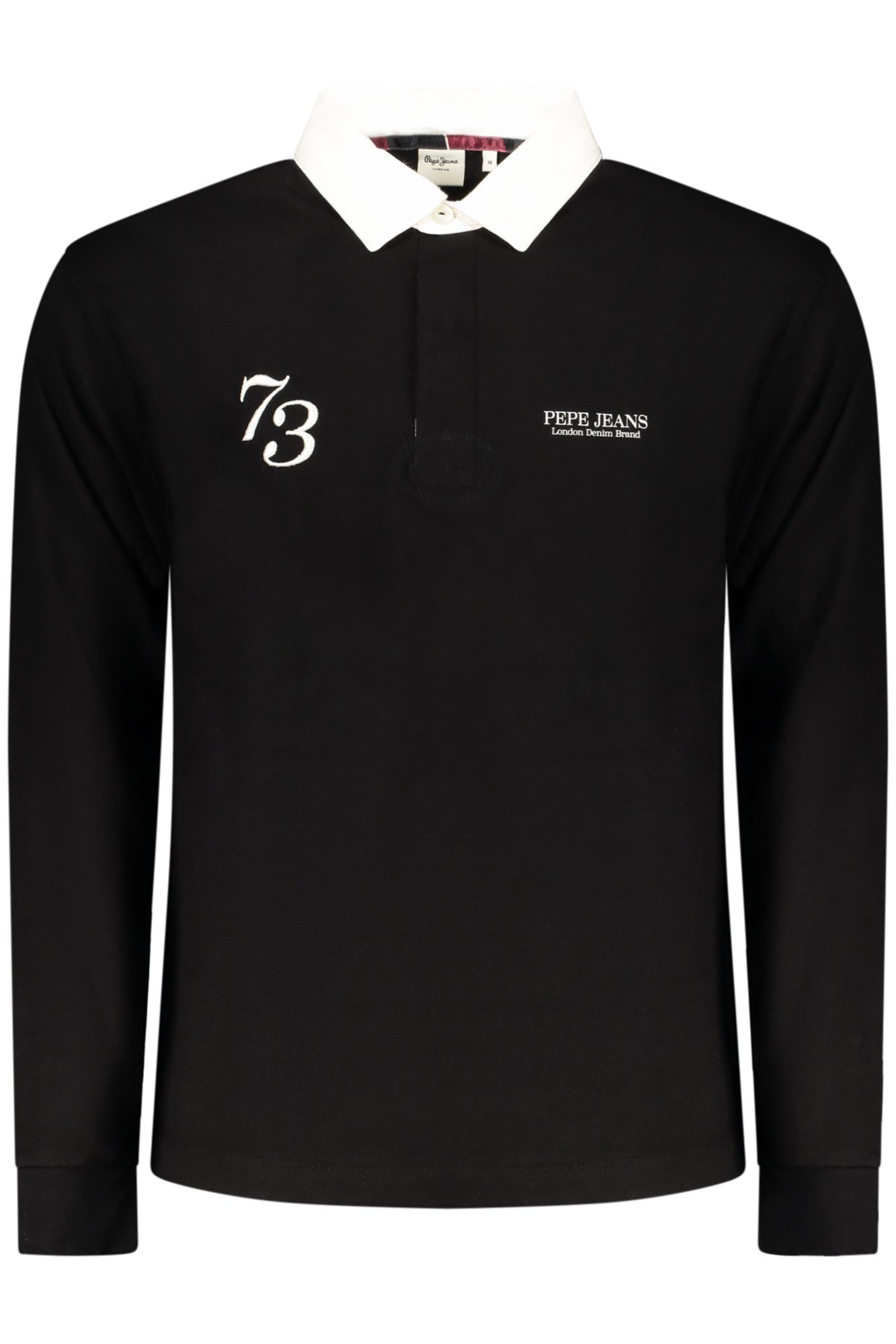 pepejeanspolomanichelungheuomonero_1 PEPE JEANS MEN'S LONG-SLEEVED POLO SHIRT, BLACK - Image 1