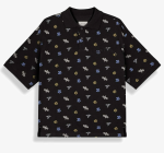 GRIMEY CHIEF WATCHER ALL OVER PRINT POLO SHIRT BLACK GAPLS784-BLK