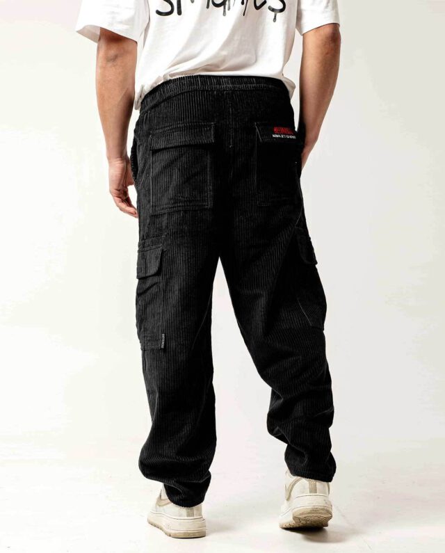 AB-256020_WB1.jpg Bee Unusual Buggy Cargo Corduroy Pants Black AB-256020 - BEEUNUSUAL