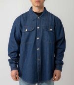 Bee Unusual Denim Overshirt Washed Dark Blue AT-257737