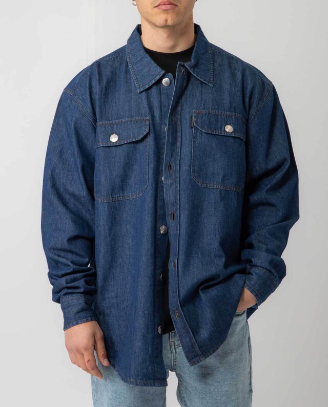 AT-257737_WFO.jpg Bee Unusual Denim Overshirt Washed Dark Blue AT-257737 - BEEUNUSUAL