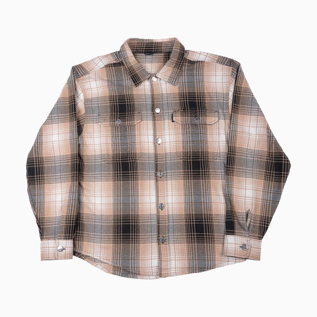 Bee Unusual Flannel Overshirt Black/White Plaid AT-257738