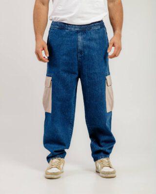 Bee Unusual Buggy Cargo Jeans Washed Dark Blue AB-256022 - BEEUNUSUAL