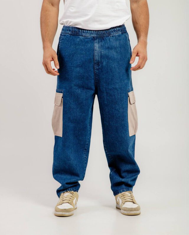 Bee Unusual Buggy Cargo Jeans Washed Dark Blue AB-256022 - BEEUNUSUAL