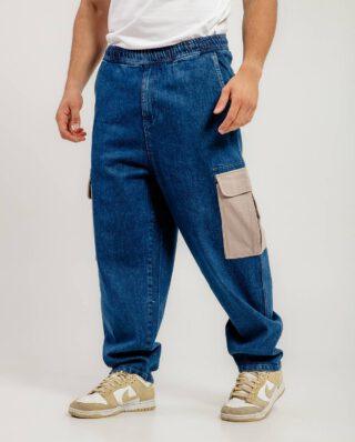 Bee Unusual Buggy Cargo Jeans Washed Dark Blue AB-256022 - BEEUNUSUAL