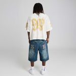 GRIMEY CHIEF WATCHER BAGGY DENIM SHORTS WASHED SAGE BLUE GBDS200-WSG - Image 5