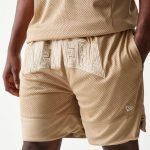 New Era Mesh Graphic Light Beige Oversized Shorts 60771545