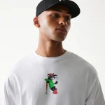 New Era Baseball Cat Character Graphic White Oversized T-Shirt 60771550 - Image 3