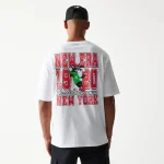 New Era Baseball Cat Character Graphic White Oversized T-Shirt 60771550 - Image 2