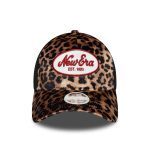 New Era Womens New Era Leopard Light Beige 9FORTY M-Crown A-Frame Trucker Cap 60771767 - Image 4