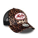 New Era Womens New Era Leopard Light Beige 9FORTY M-Crown A-Frame Trucker Cap 60771767 - Image 3