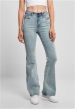 URBAN CLASSICS Ladies High Waist Flared Denim Pants Blue Washed TB4549