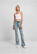 URBAN CLASSICS Ladies High Waist Flared Denim Pants Blue Washed TB4549 - Image 3