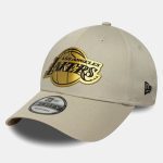 New Era LA Lakers Team Outline Cream 9FORTY E-Frame Adjustable Cap 60771848