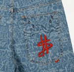 GRIMEY STARDUST ALL OVER LASER BAGGY DENIM SHORTS WASHED GBDS207-WDB - Image 3