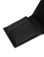 Calvin Klein Solid Leather Trifold Wallet Black 4500457684 8.8 x 10.2 x 2.5 cm - Image 7