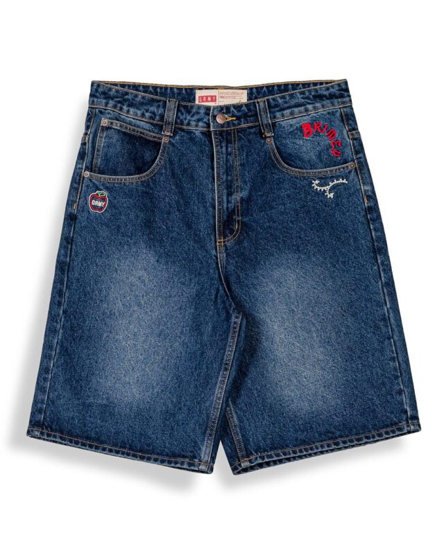 GRIMEY DROPPIN SCIENCE BAGGY DENIM SHORTS DEEP INDIGO BLUE GBDS205-DIBL - GRIMEY
