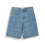 GRIMEY STARDUST ALL OVER LASER BAGGY DENIM SHORTS WASHED GBDS207-WDB - Image 5