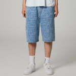 GRIMEY STARDUST ALL OVER LASER BAGGY DENIM SHORTS WASHED GBDS207-WDB