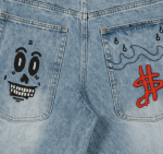 GRIMEY STARDUST BAGGY DENIM SHORTS WASHED LIGHT BLUE GBDS208-WIBL - Image 4