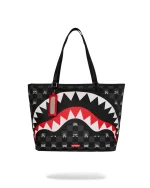SPRAYGROUND GRAY PEEKING CHARACTER CHECK TOTE T8916