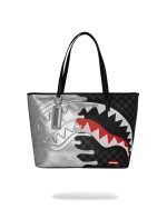 SPRAYGROUND SILVER SIDE DRIP BLACK CHECK TOTE T8930
