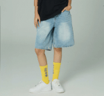GRIMEY STARDUST BAGGY DENIM SHORTS WASHED LIGHT BLUE GBDS208-WIBL - Image 5