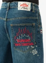 GRIMEY DROPPIN SCIENCE BAGGY DENIM SHORTS DEEP INDIGO BLUE GBDS205-DIBL - Image 3