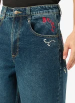 GRIMEY DROPPIN SCIENCE BAGGY DENIM SHORTS DEEP INDIGO BLUE GBDS205-DIBL - Image 4