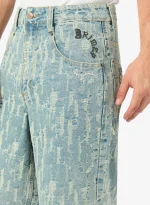 GRIMEY DROPPIN SCIENCE JACQUARD BAGGY DENIM SHORTS GBDS206-WLB - Image 10