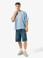 GRIMEY DROPPIN SCIENCE BAGGY DENIM SHORTS DEEP INDIGO BLUE GBDS205-DIBL - Image 10