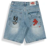 GRIMEY STARDUST BAGGY DENIM SHORTS WASHED LIGHT BLUE GBDS208-WIBL - Image 2