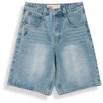 GRIMEY STARDUST BAGGY DENIM SHORTS WASHED LIGHT BLUE GBDS208-WIBL